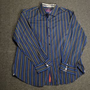 Robert Graham 3XL button front dress shirt polo longsleeve striped collar